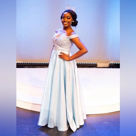 Rachel Allan Light Blue Gown
